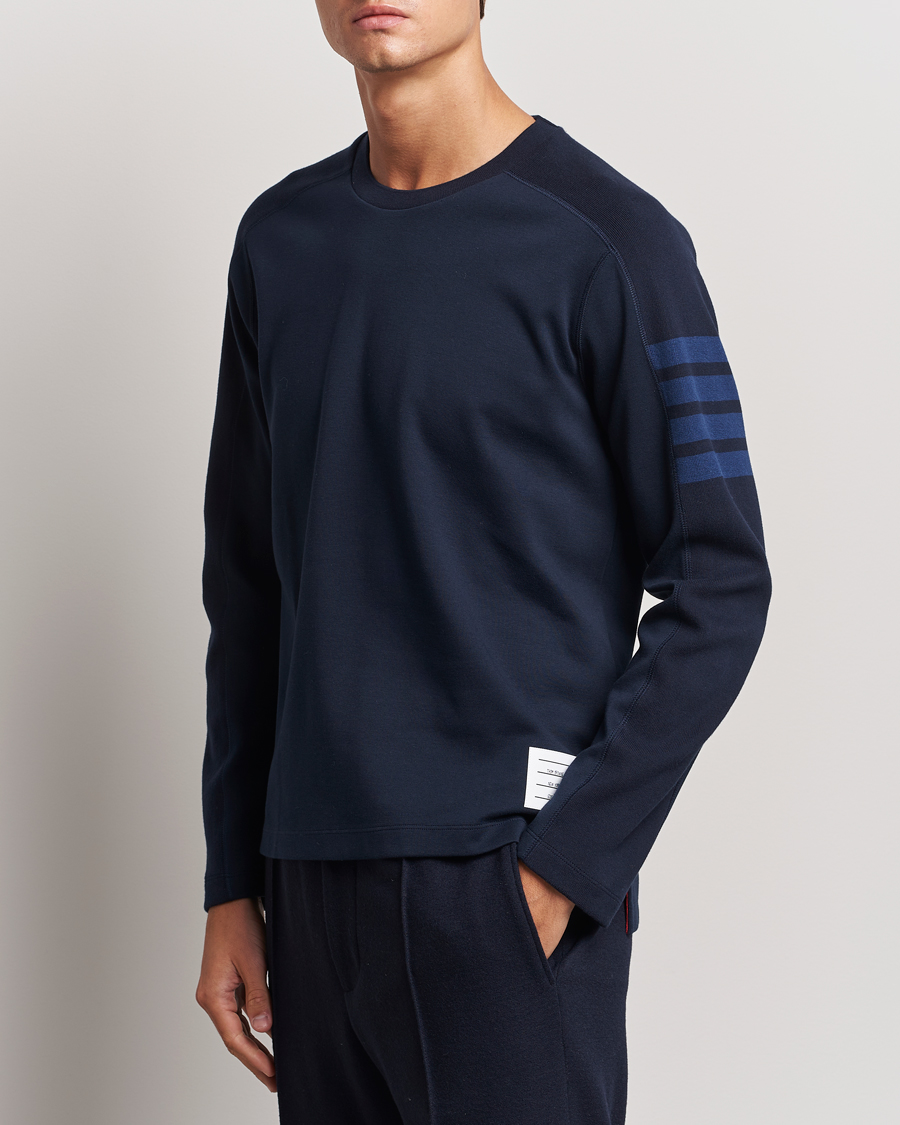 Herr | Luxury Brands | Thom Browne | Long Sleeve 4-Bar T-Shirt Navy