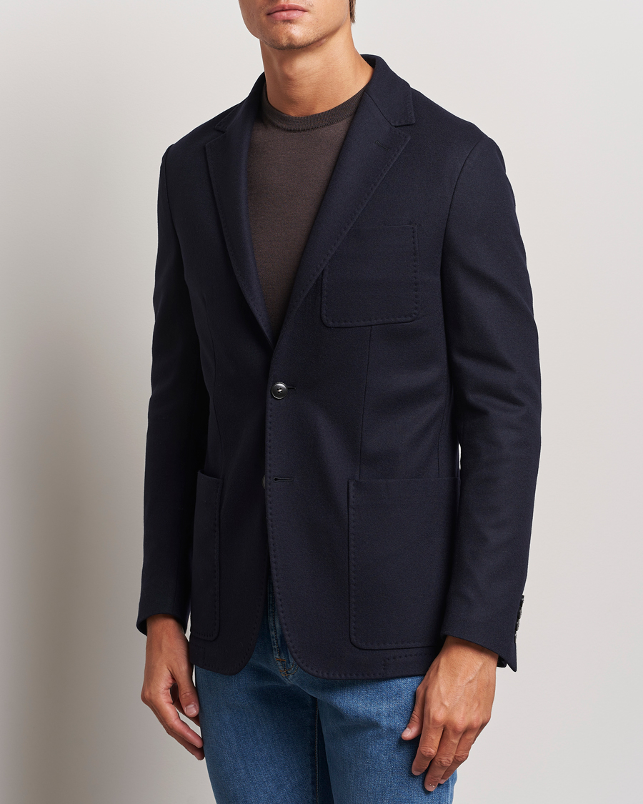 Herr |  | Canali | Soft Wool Jersey Blazer Navy