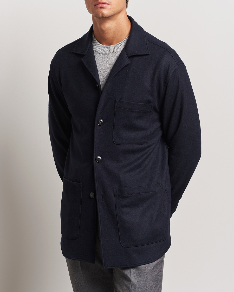 Herr | Business & Beyond | Canali | Wool Shirt Jacket Navy