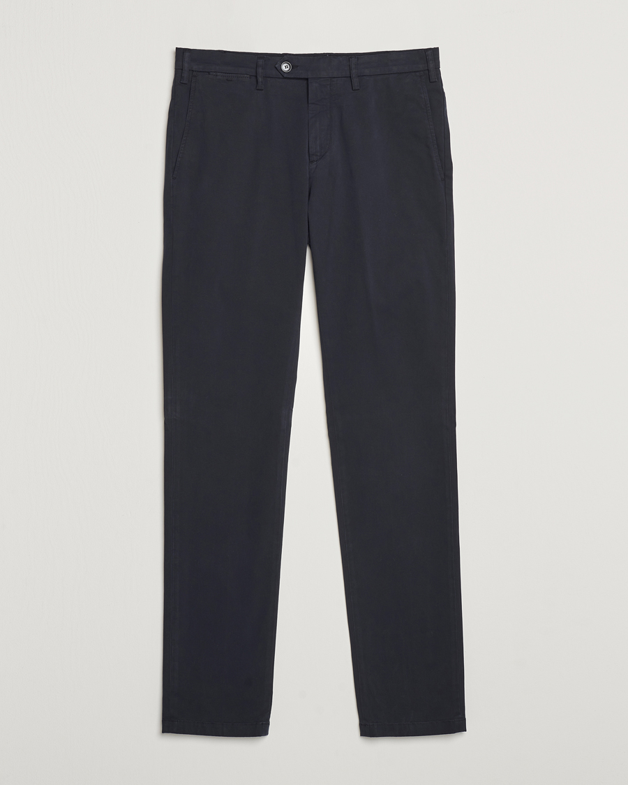 Herr | Byxor | Canali | Cotton Stretch Trousers Navy