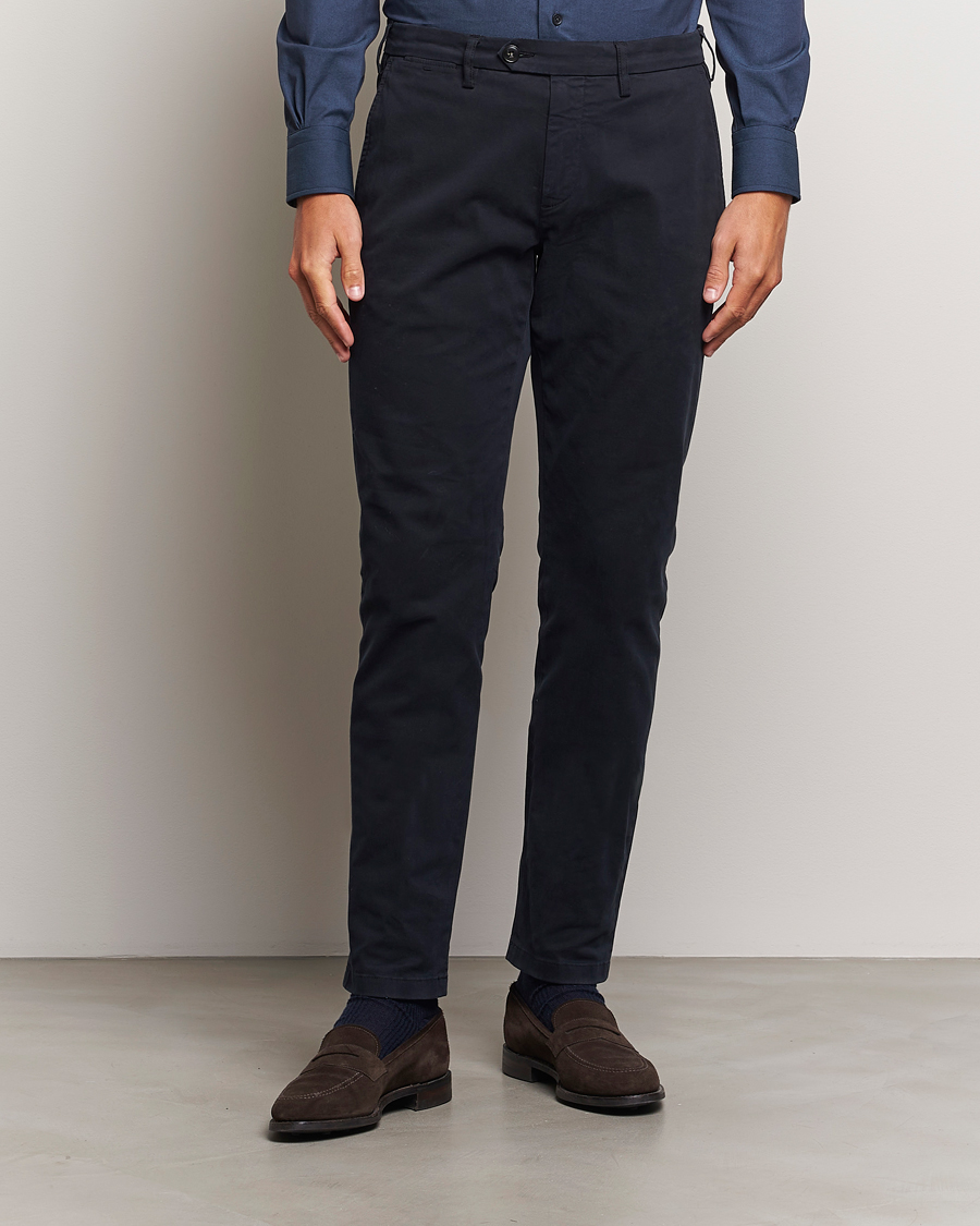 Herr | Byxor | Canali | Cotton Stretch Trousers Navy
