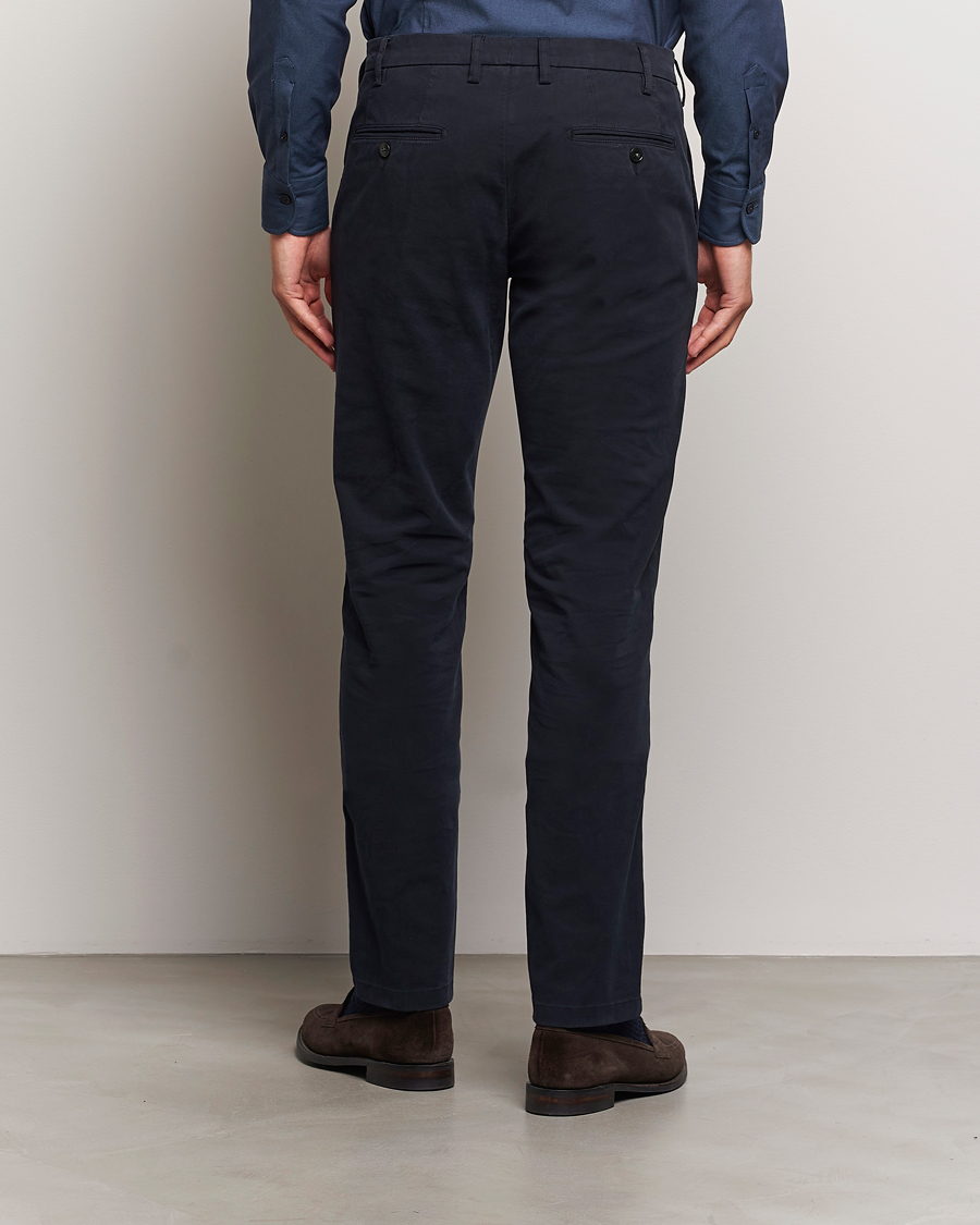 Herr | Byxor | Canali | Cotton Stretch Trousers Navy