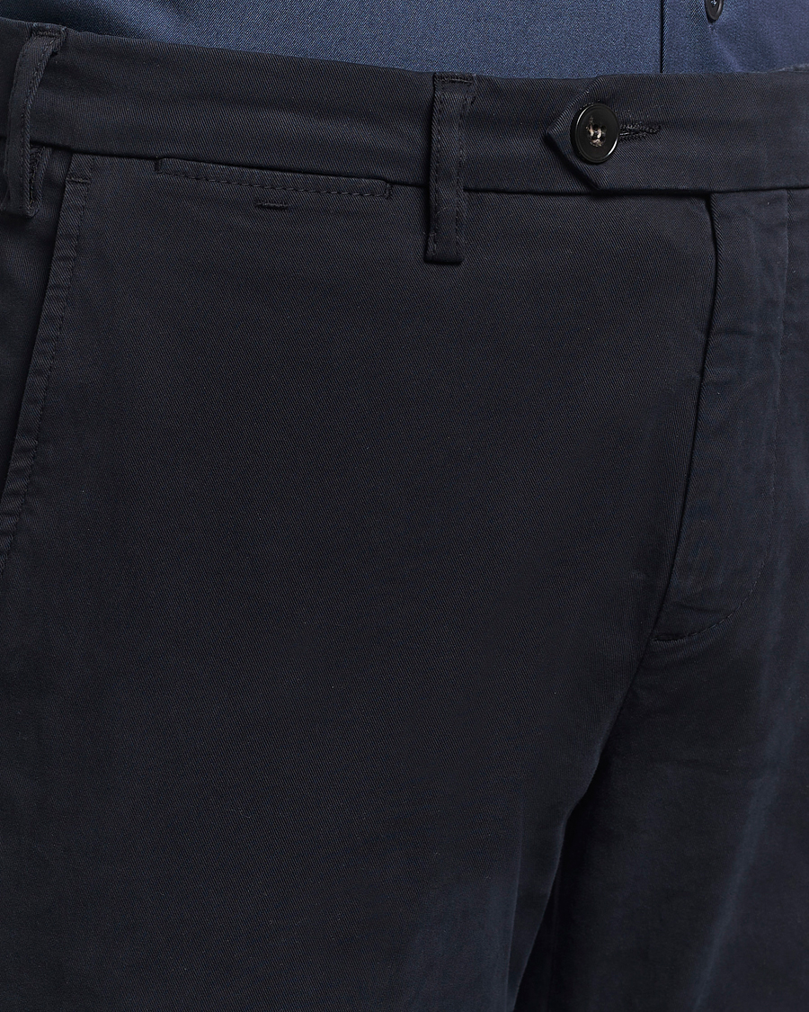 Herr | Byxor | Canali | Cotton Stretch Trousers Navy