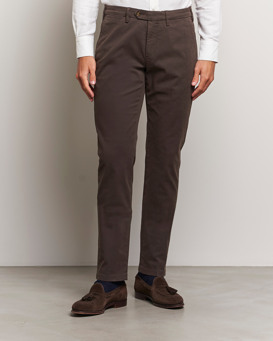 Herr |  | Canali | Slim Fit Cotton Stretch Trousers Brown