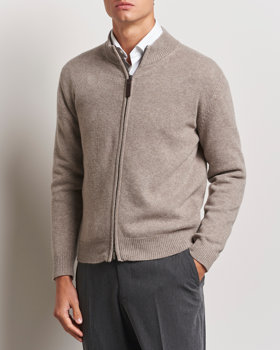 Herr | Business & Beyond | Canali | Wool/Cashmere Full Zip Sweater Beige