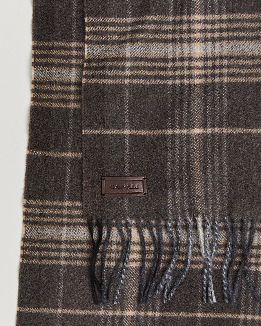 Herr |  | Canali | Check Wool Scarf Brown/Beige