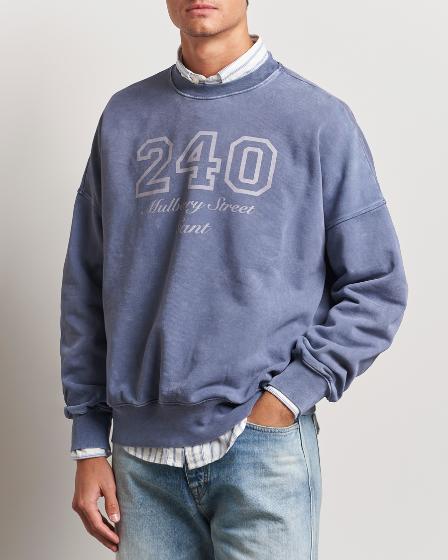 Herr |  | GANT 240 Mulberry Street | Vintage Washed Crew Neck Sweatshirt Dusty Blue Sea