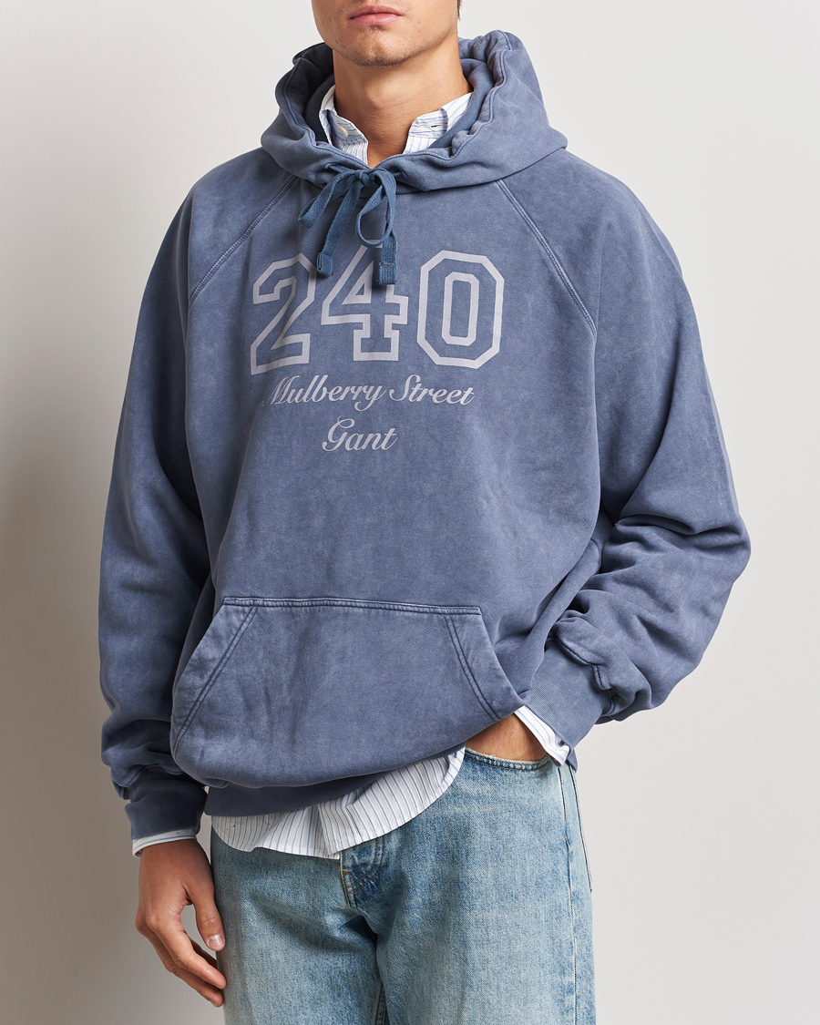 Herr |  | GANT 240 Mulberry Street | Vintage Washed Hoodie Dusty Blue Sea