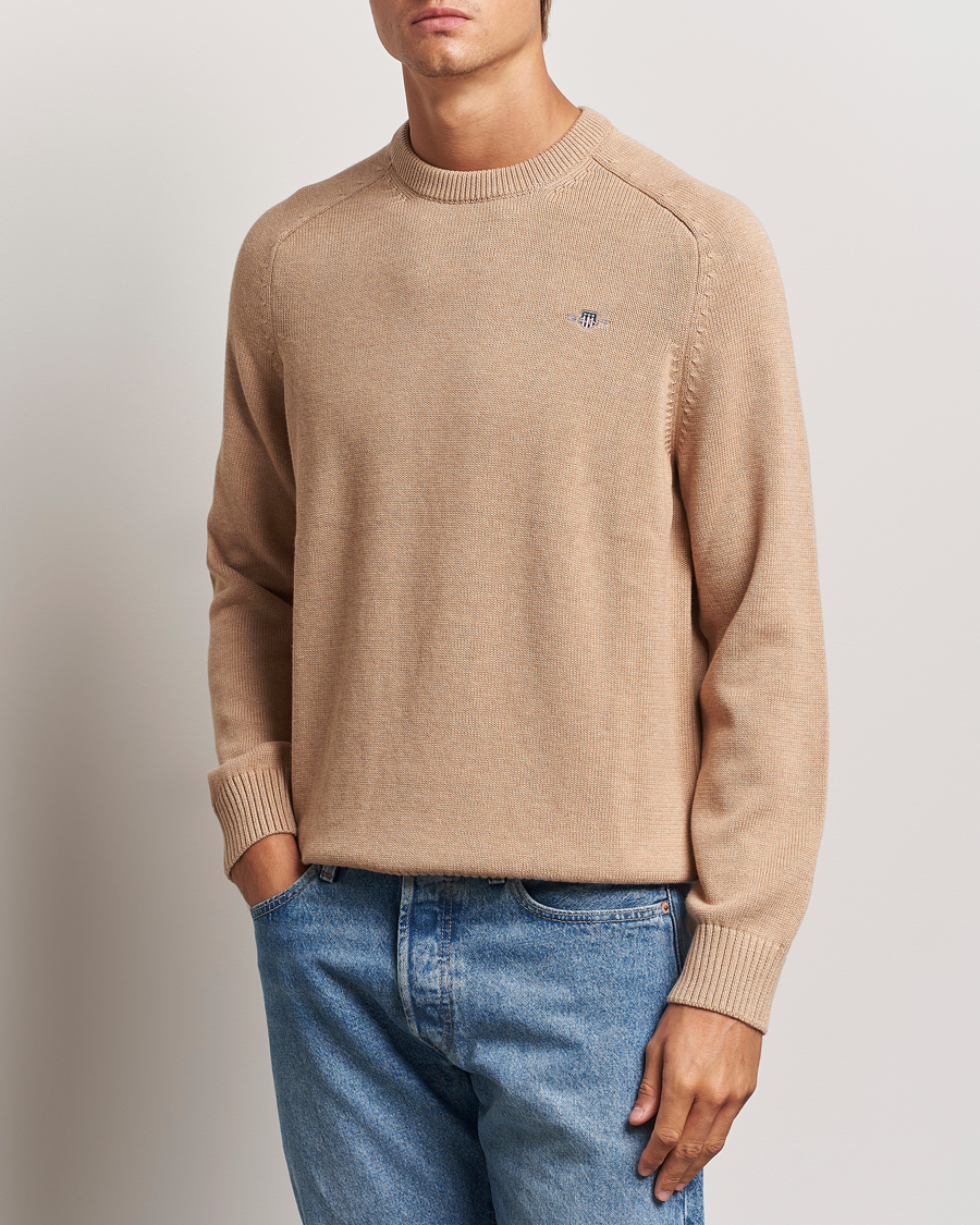 Herr |  | GANT | Casual Cotton Saddle C-neck Khaki Melange