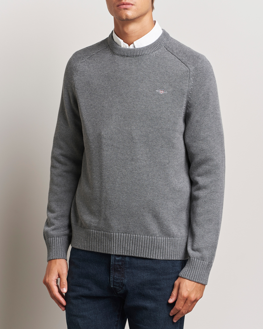 Herr |  | GANT | Casual Cotton Saddle C-neck Dark Grey Melange