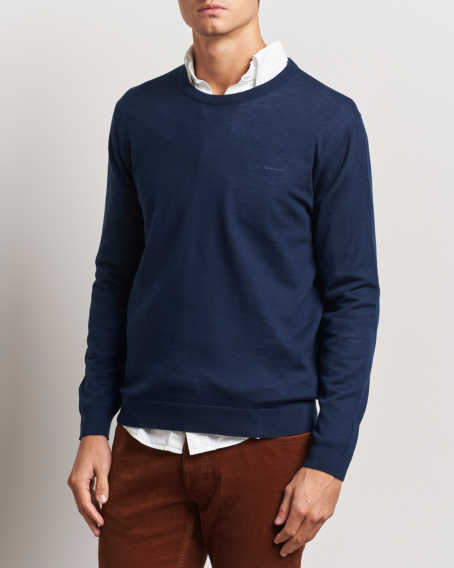 Herr |  | GANT | Extrafine Merino Wool C-Neck Marine