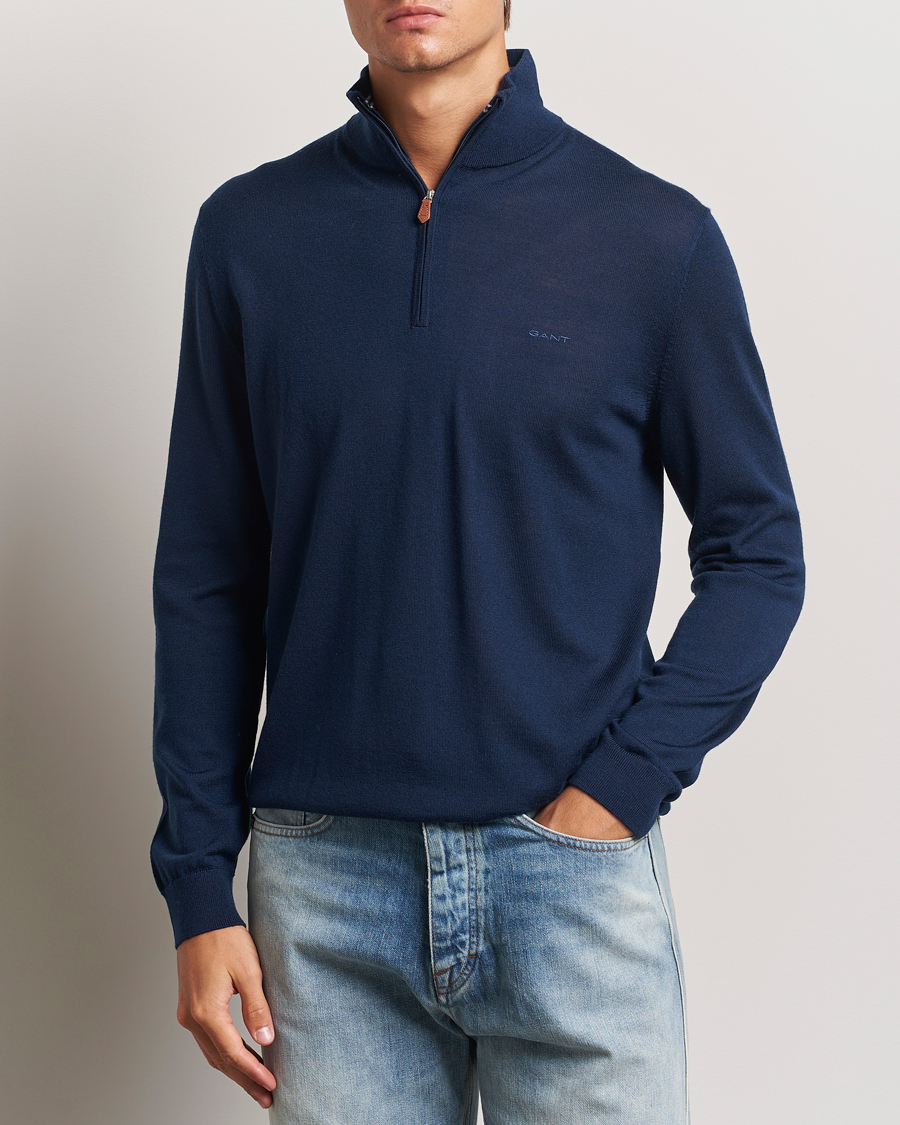 Herr |  | GANT | Extrafine Merino Wool Half Zip Marine