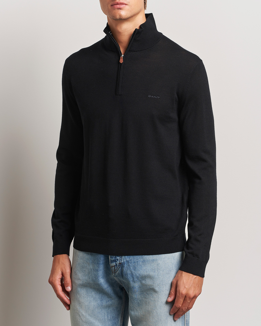 Herr |  | GANT | Extrafine Merino Wool Half Zip Black