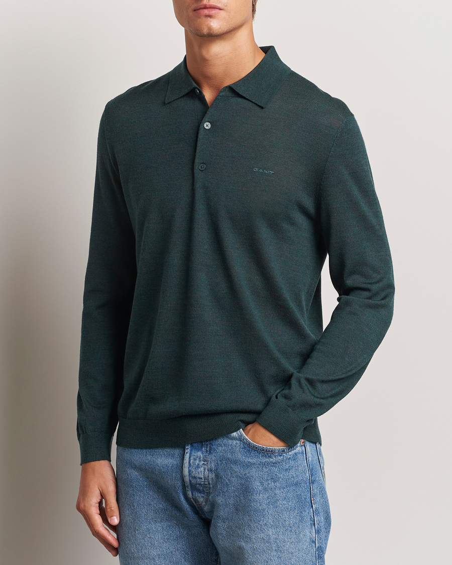 Herr |  | GANT | Extrafine Merino Wool Polo Tartan Green