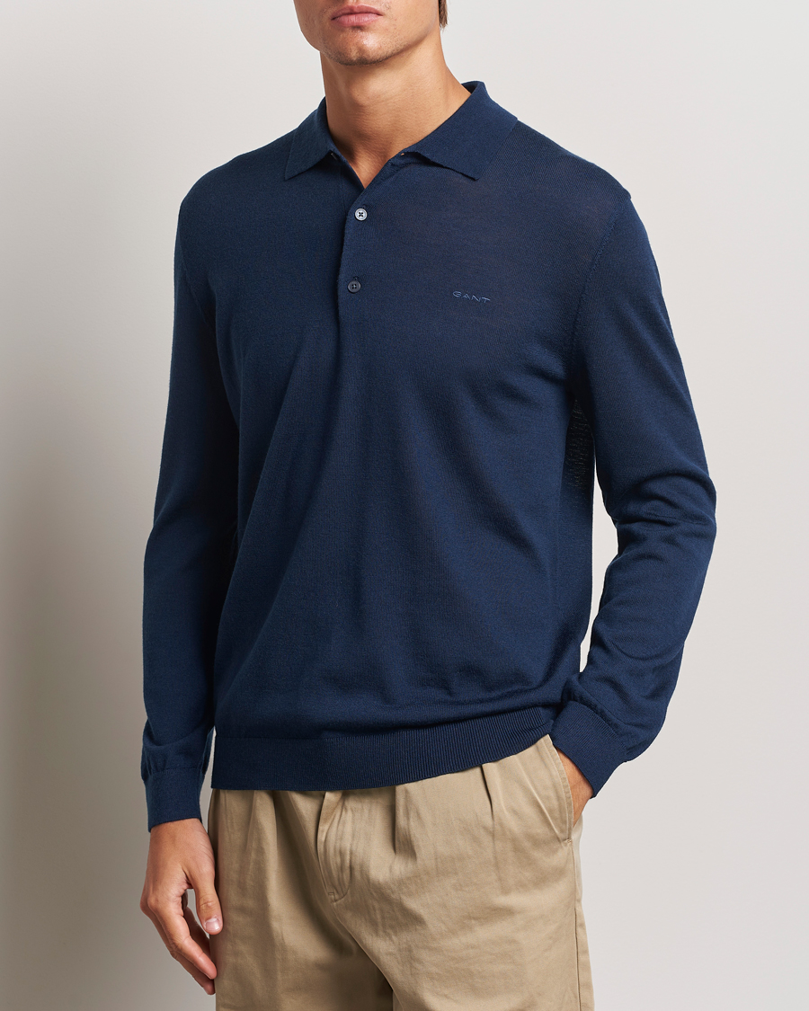 Herr |  | GANT | Extrafine Merino Wool Polo Marine