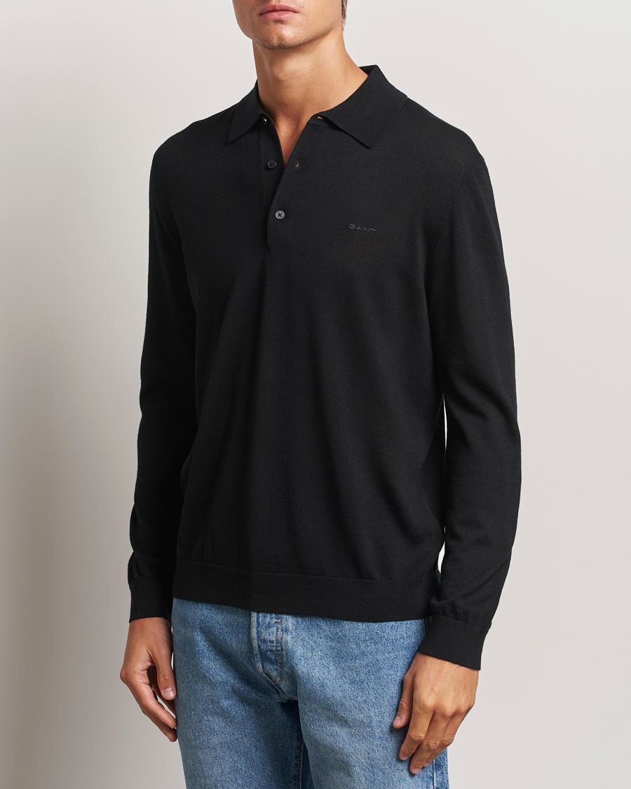 Herr |  | GANT | Extrafine Merino Wool Polo Black