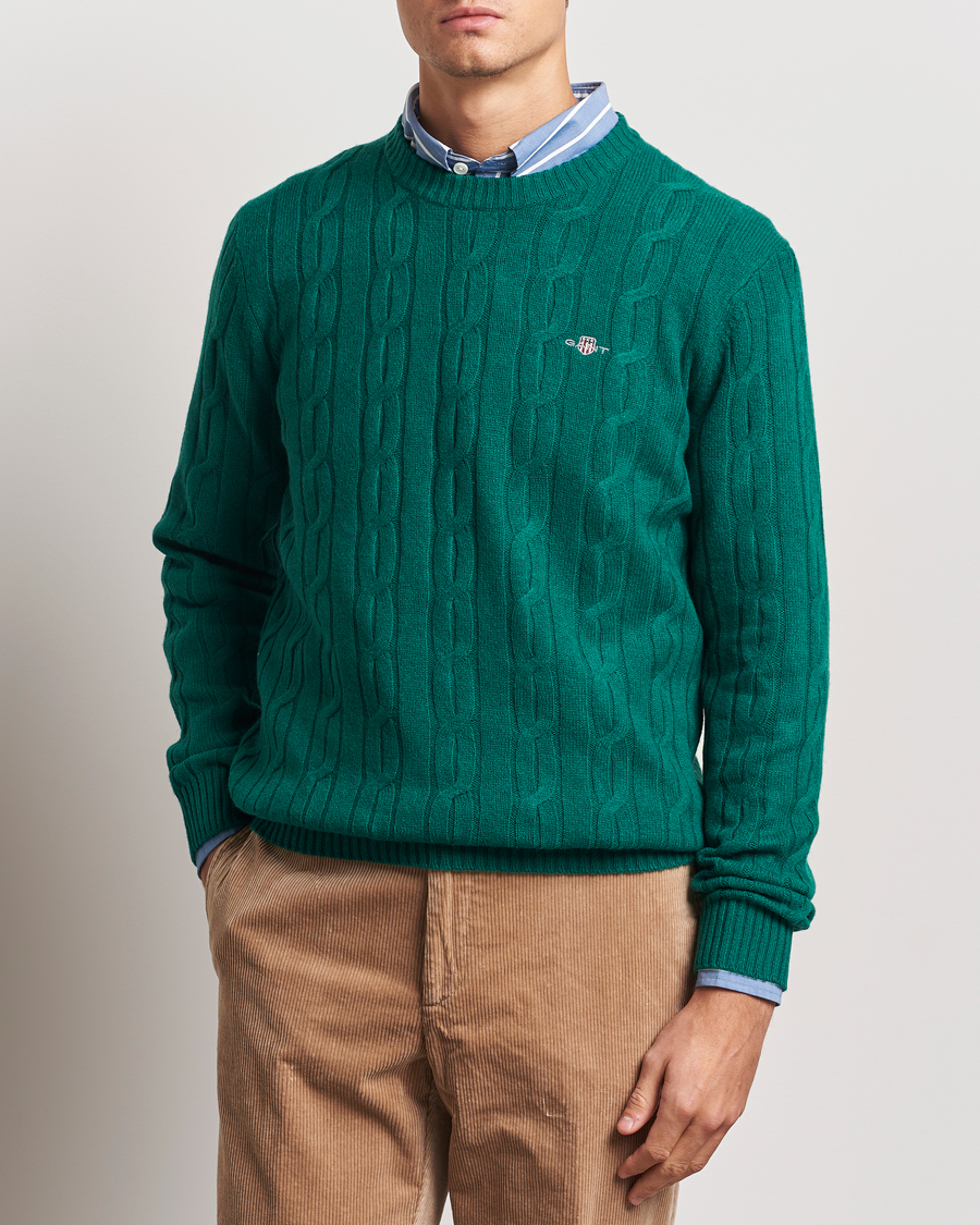 Herr |  | GANT | Lambswool Cable C-Neck Deep Forest Green