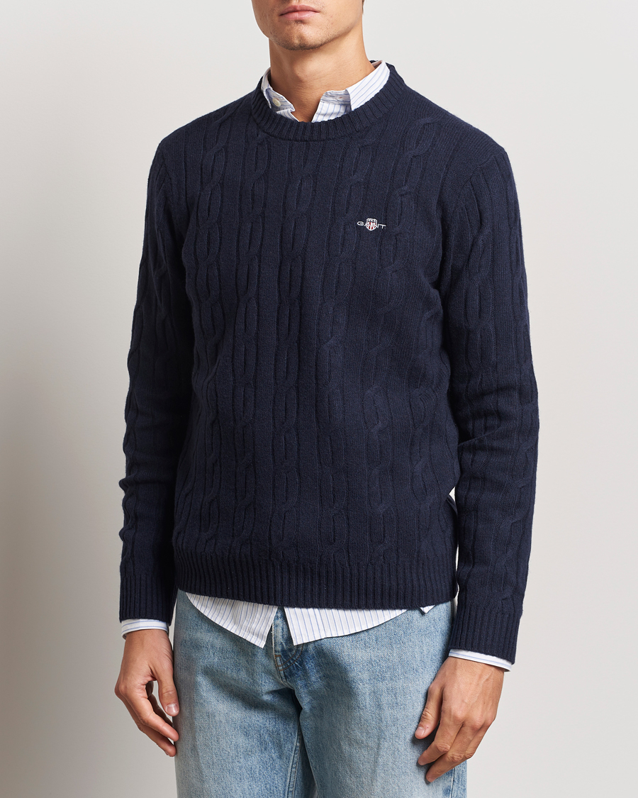 Herr |  | GANT | Lambswool Cable C-Neck Evening Blue