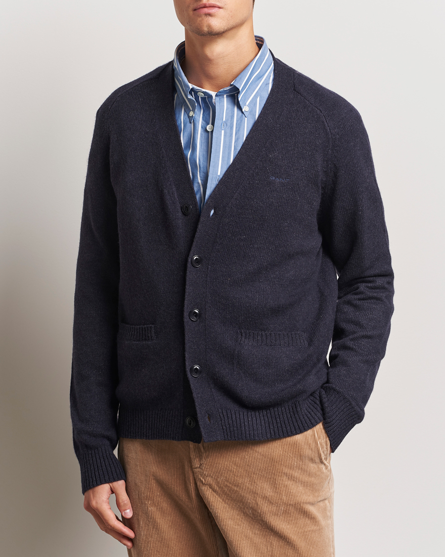 Herr |  | GANT | Wool Blend Cardigan Dark Navy Melange