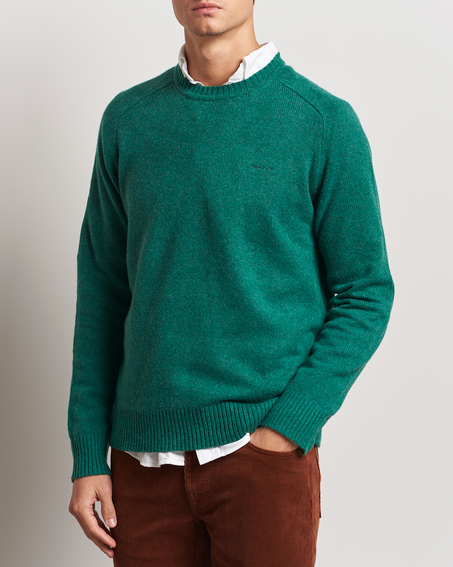 Herr |  | GANT | Wool Blend C-Neck Deep Forest Green