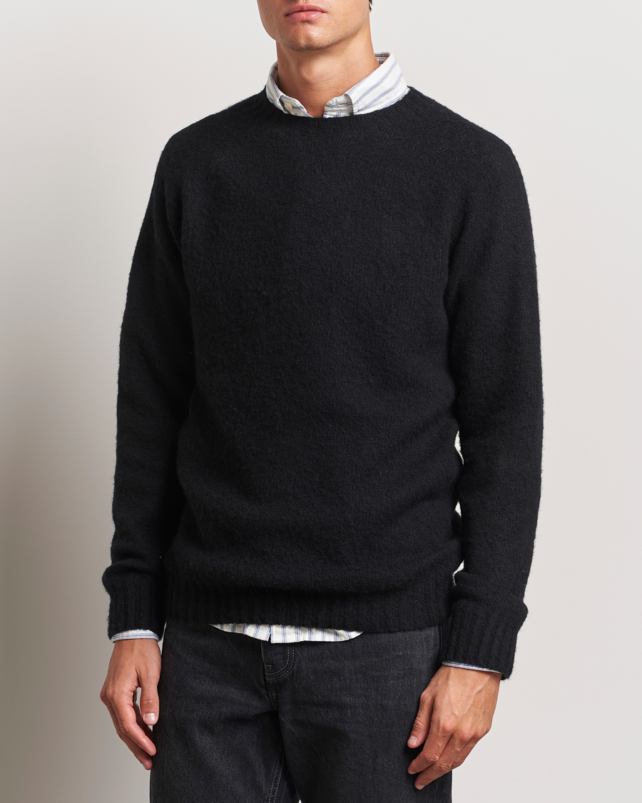 Herr | Kläder | Harley Of Scotland | Brushed Supersoft Lambswool Crewneck Black