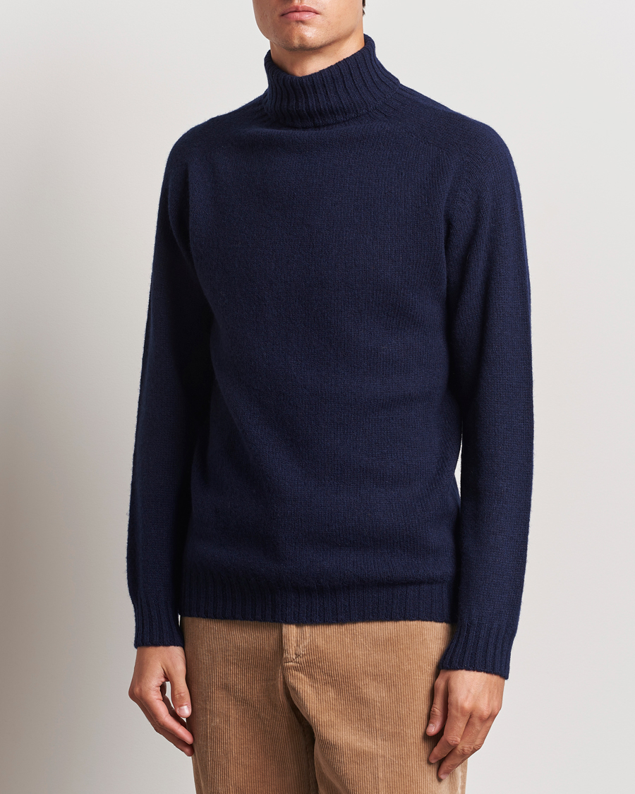 Herr | Harley Of Scotland | Harley Of Scotland | Supersoft Lambswool Rollneck Navy