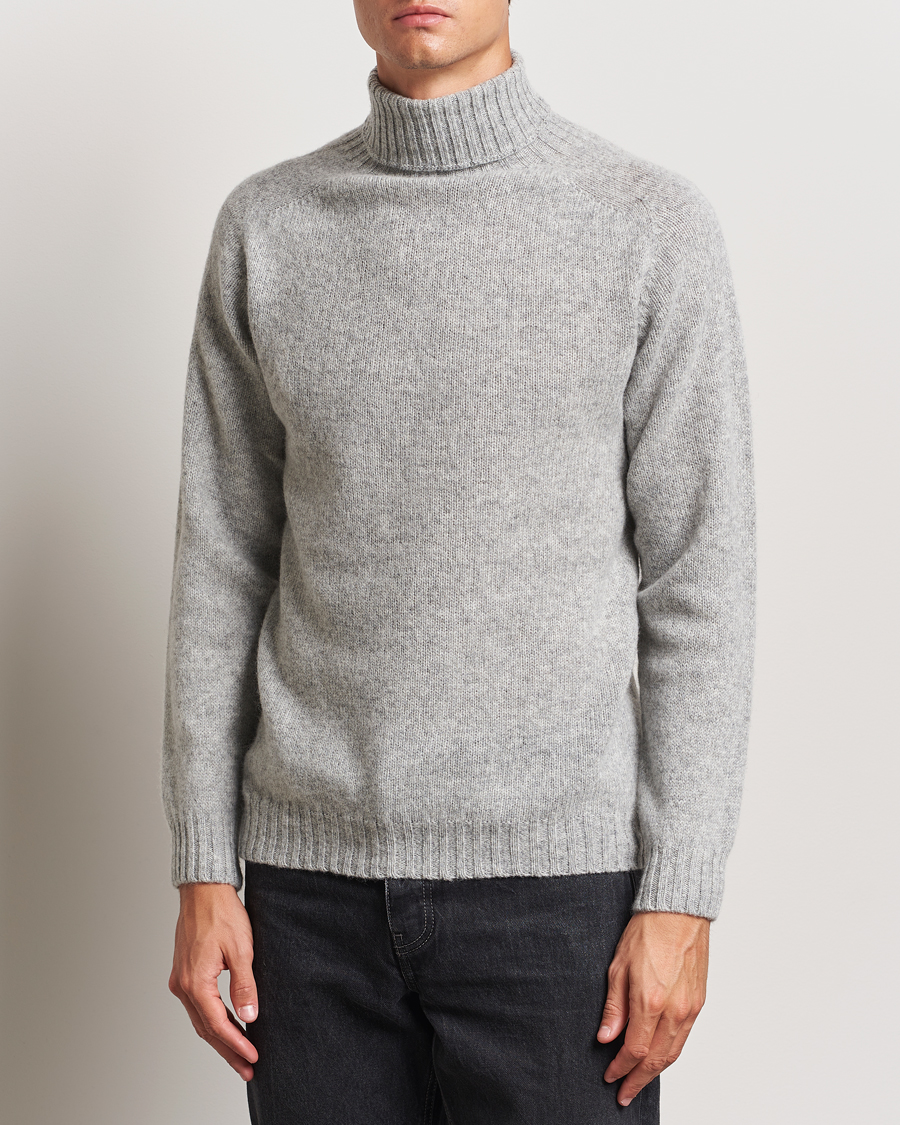 Herr | Kläder | Harley Of Scotland | Supersoft Lambswool Rollneck Silver Grey