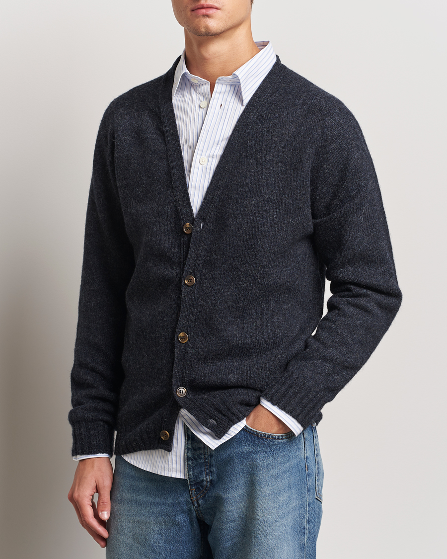 Herr |  | Harley Of Scotland | Supersoft Lambswool Cardigan Charcoal