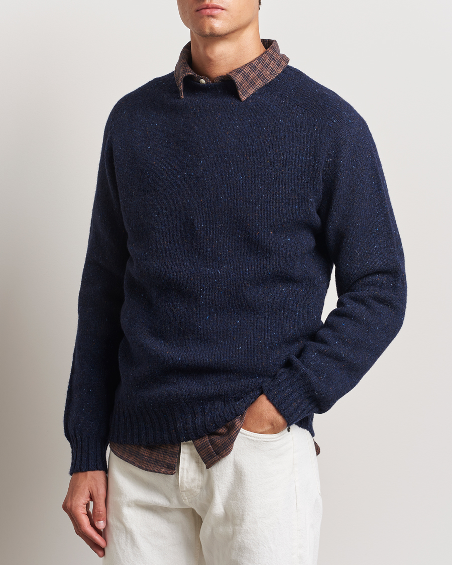 Herr | Tröjor | Harley Of Scotland | Donegal Wool Crewneck Jura Blue