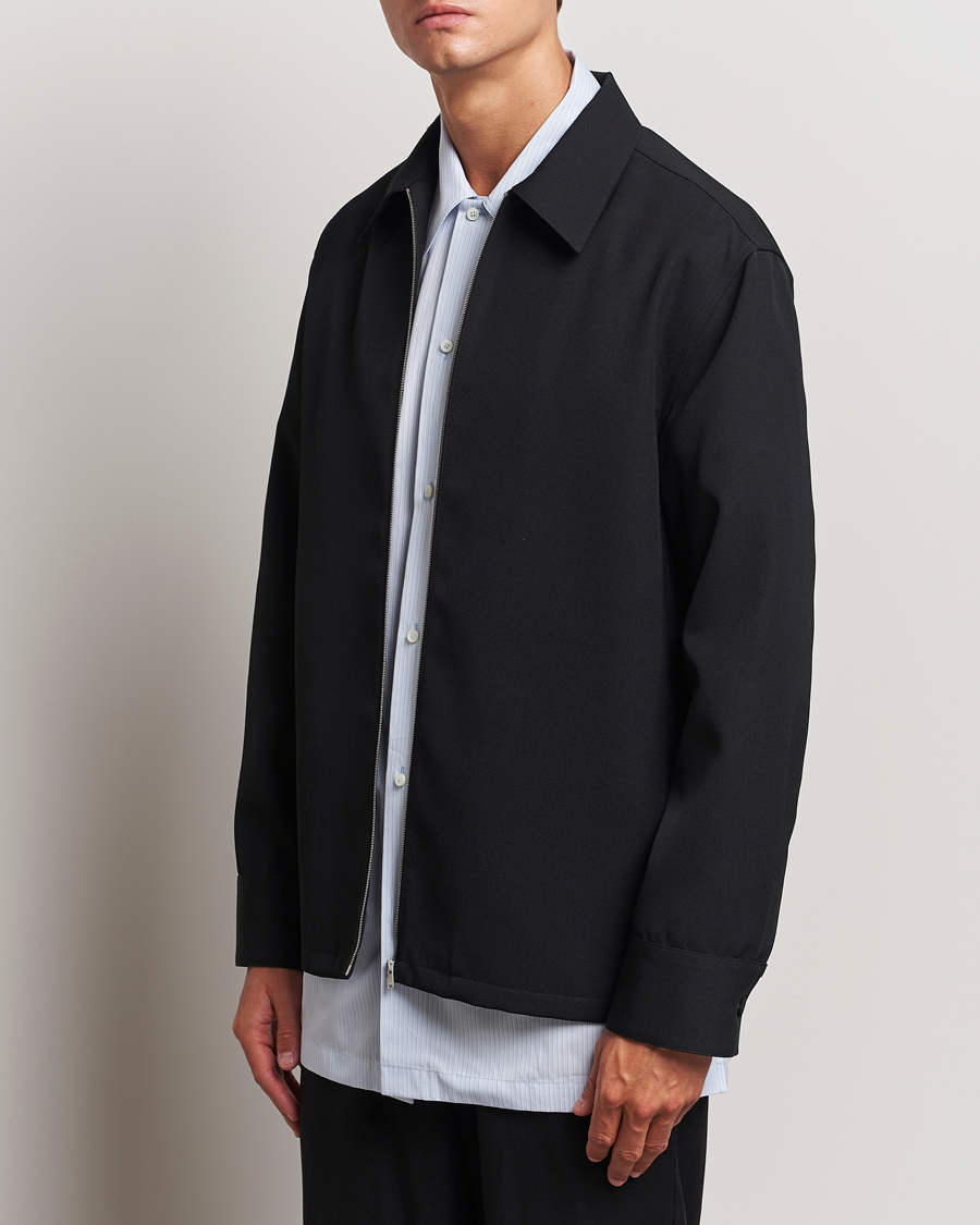 Herr | Luxury Brands | Jil Sander | Wool Gabardine Zip Shirt Black