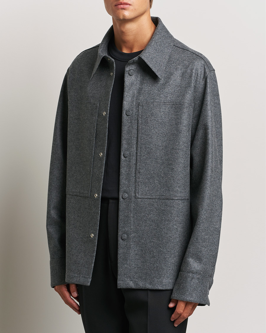 Herr |  | Jil Sander | Wool Flannel Overshirt Grey Melange