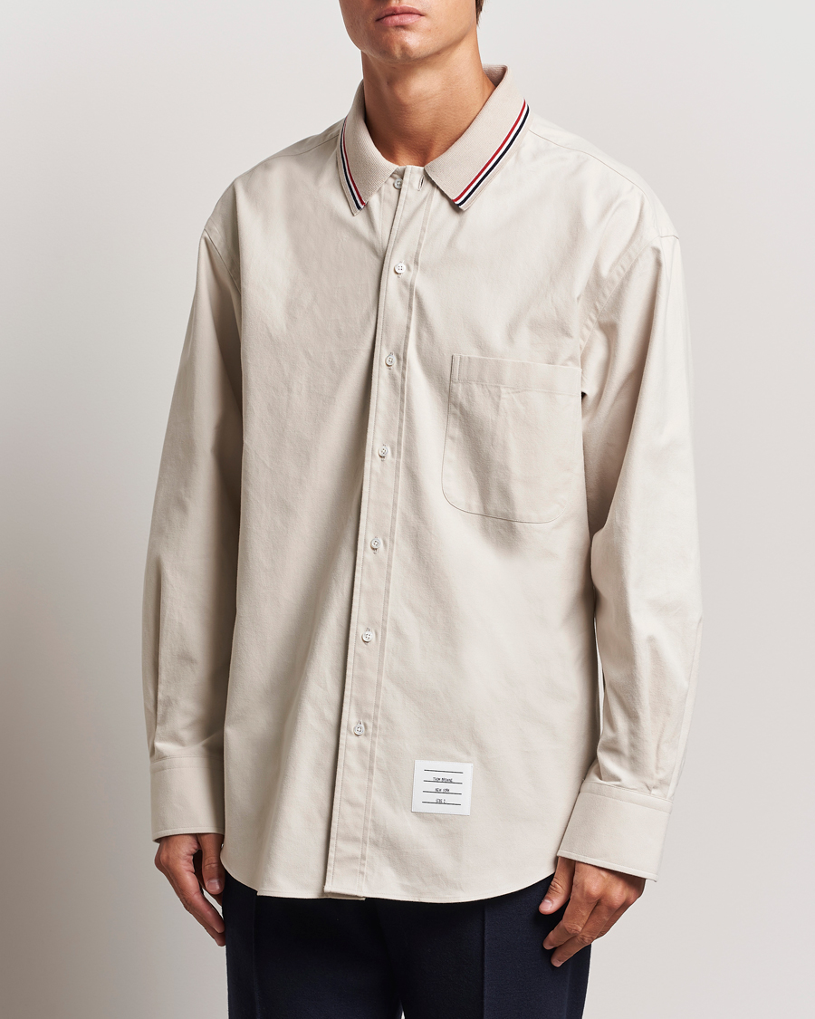 Herr |  | Thom Browne | Knit Collar Flannel Overshirt Off White