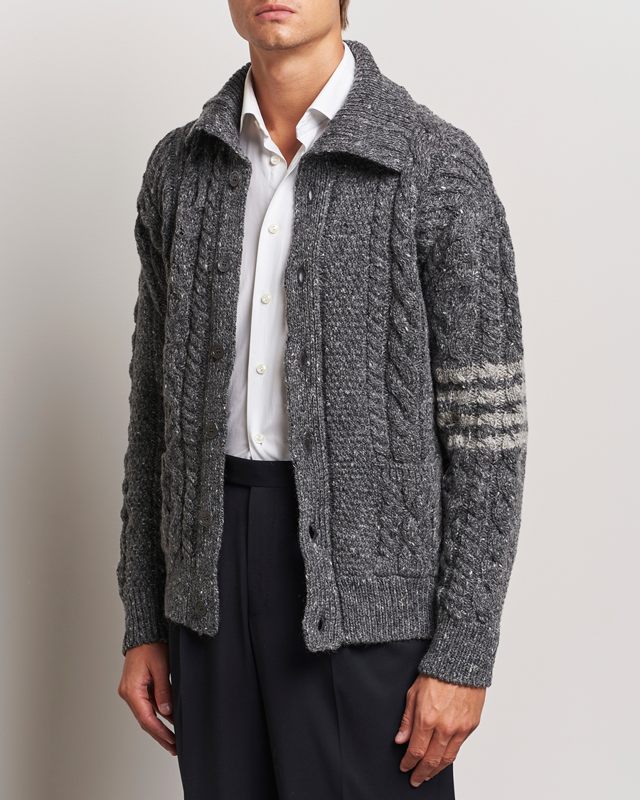 Herr |  | Thom Browne | Donegal Cable Cardigan Medium Grey