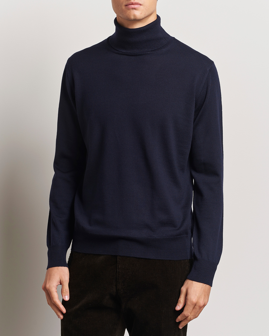 Herr |  | Morgano | Extra Fine Merino Wool Rollneck Navy