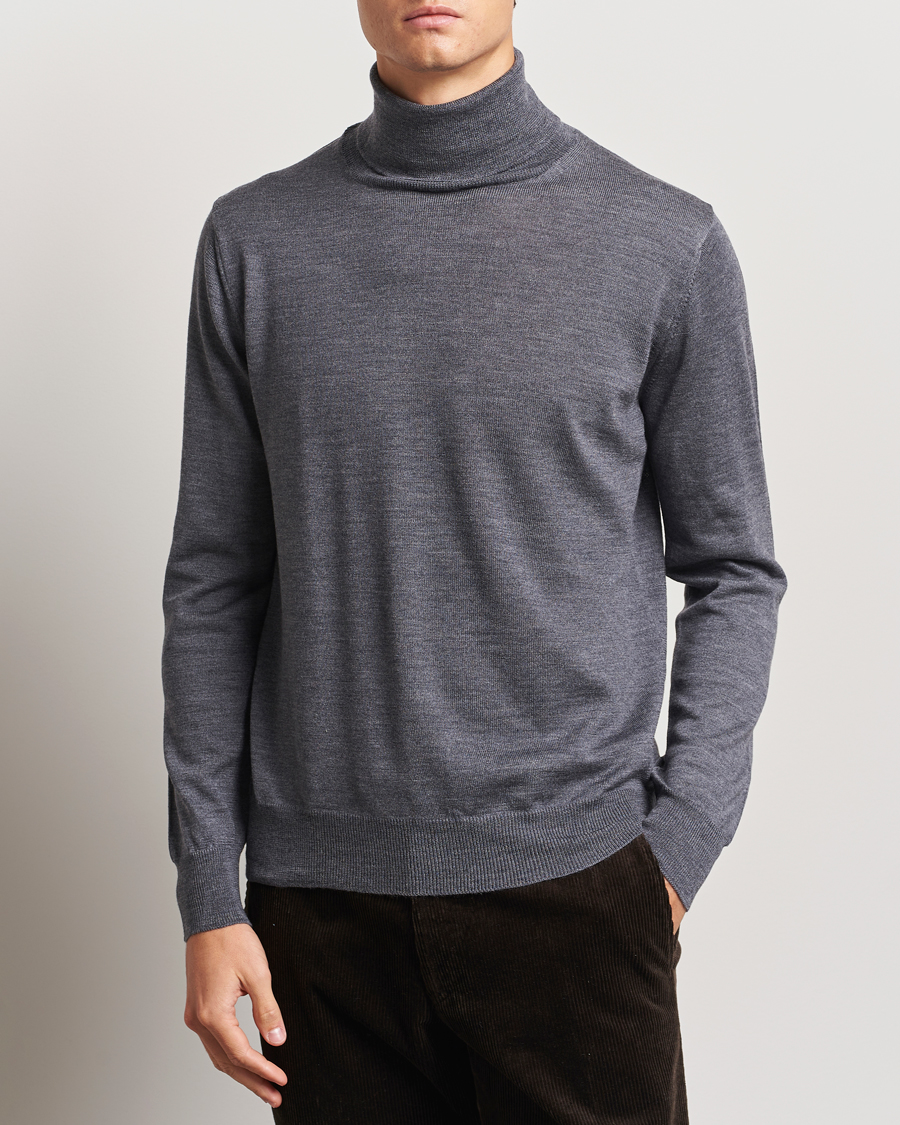 Herr |  | Morgano | Extra Fine Merino Wool Rollneck Mid Grey