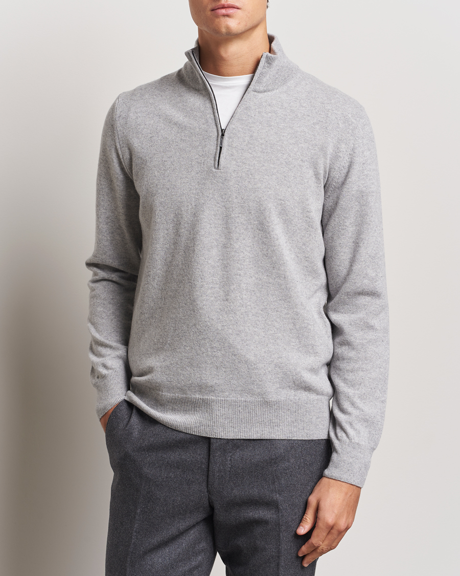 Herr |  | Morgano | Wool/Cashmere Half-Zip Mid Grey