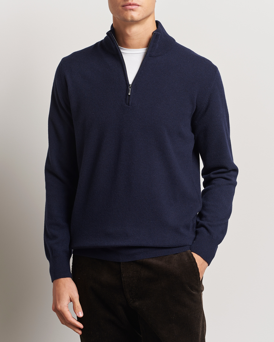 Herr |  | Morgano | Wool/Cashmere Half-Zip Navy