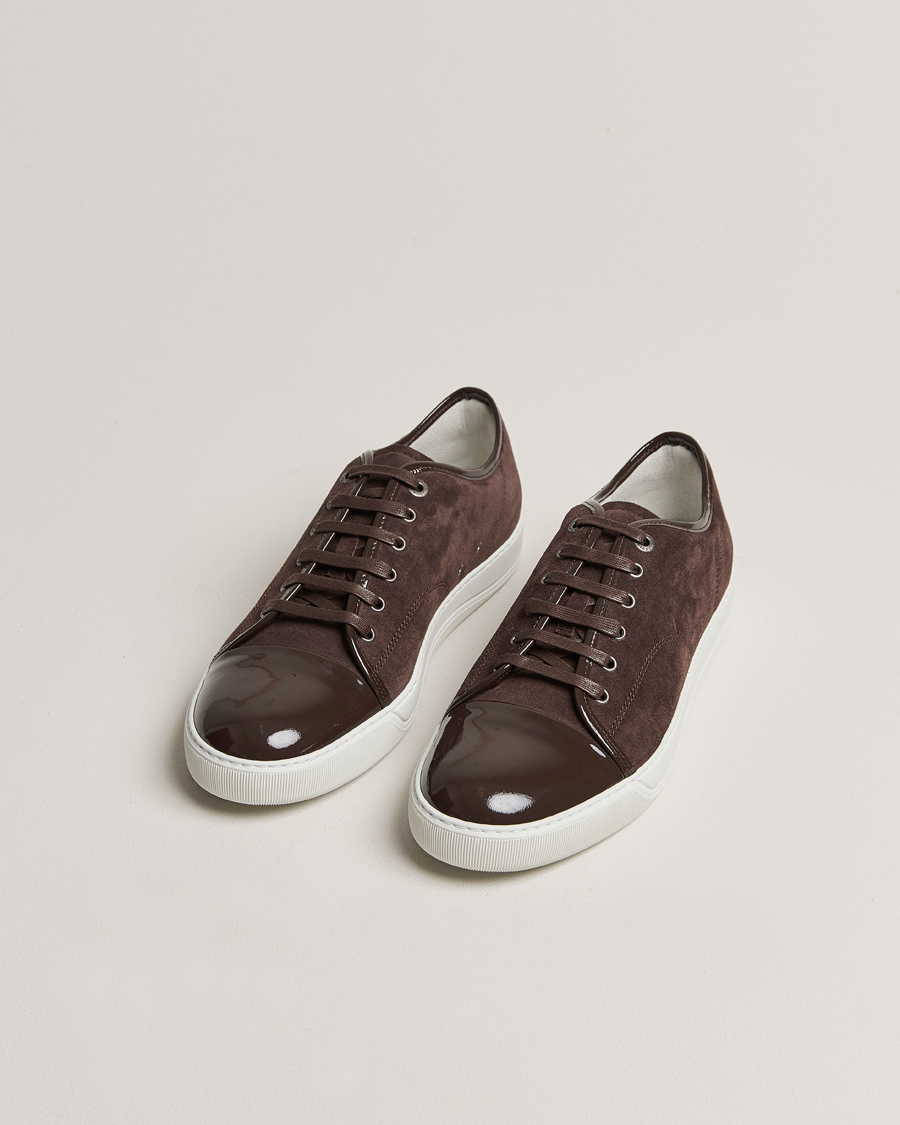 Herr | Luxury Classics | Lanvin | Patent Cap Toe Sneaker Dark Brown