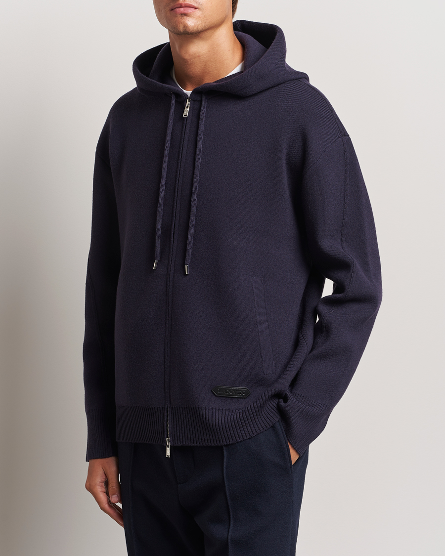 Herr |  | Lanvin | Merino Full Zip Hoodie Japanese Ink