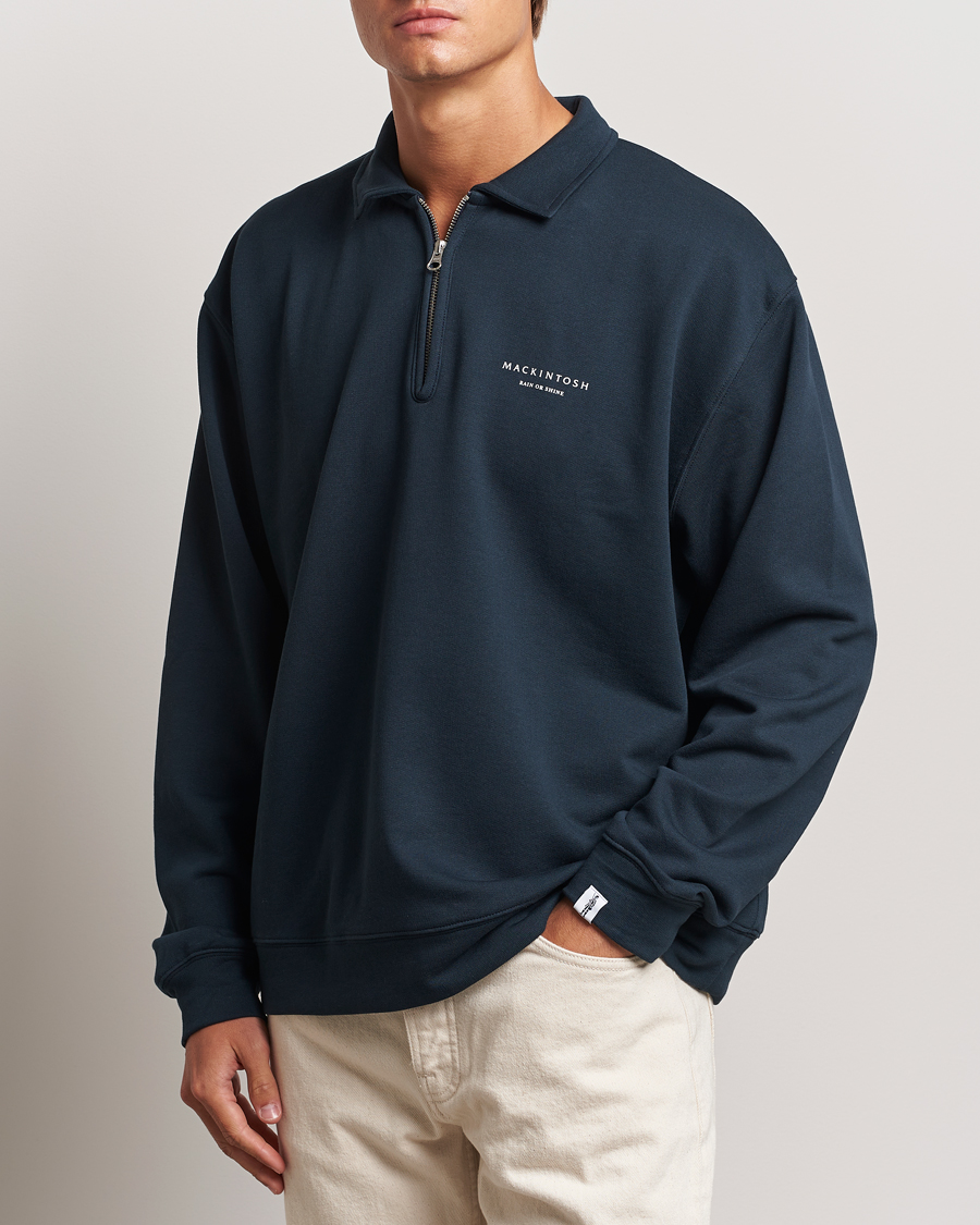 Herr |  | Mackintosh | Rain Shine Zip Sweatshirt Navy