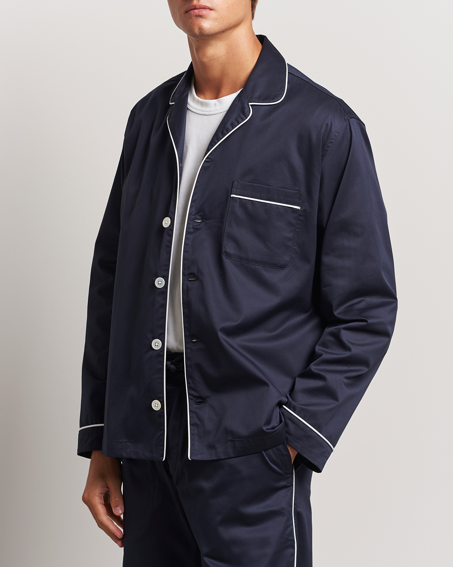 Herr | Pyjamaströjor | Tekla | Sateen Pyjama Shirt Chelsea Navy