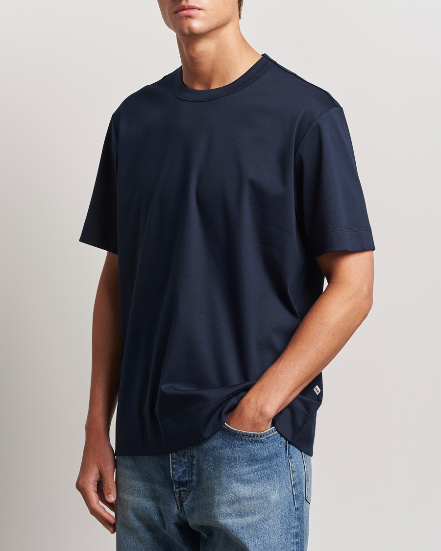 Herr |  | NN07 | Pedro Mercerized Crew Neck T-Shirt Navy Blue