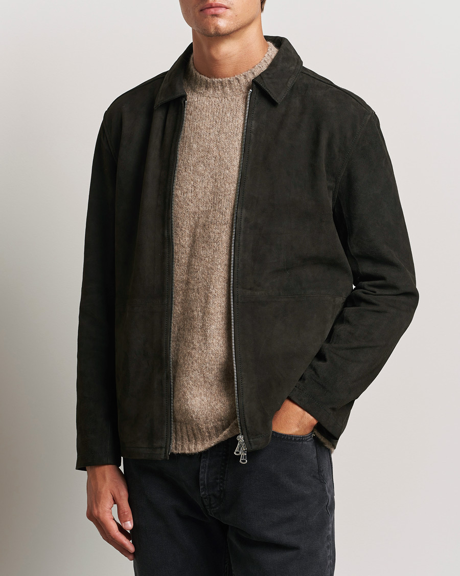 Herr |  | J.Lindeberg | Jonah Suede Overshirt Washed Black