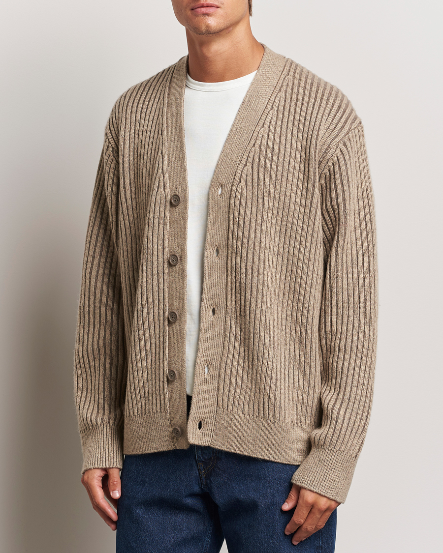 Herr |  | J.Lindeberg | Twin Plated Knit Cardigan Tiger Brown