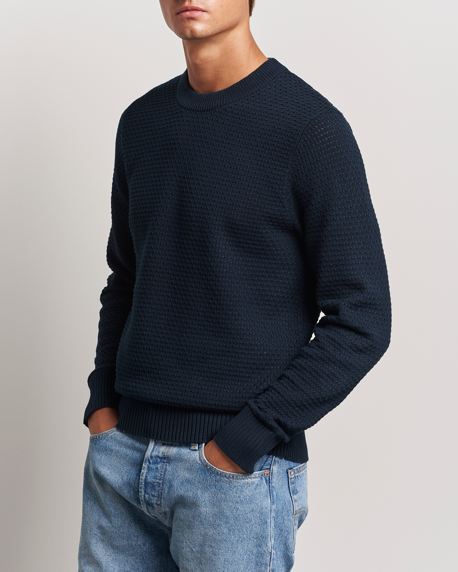 Herr |  | J.Lindeberg | Oliver Structure Cotton Sweater Navy