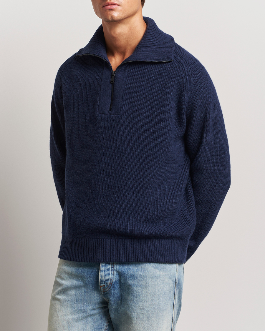 Herr | Business & Beyond - Casual | J.Lindeberg | Wilmer Quarter Zip Knit Navy