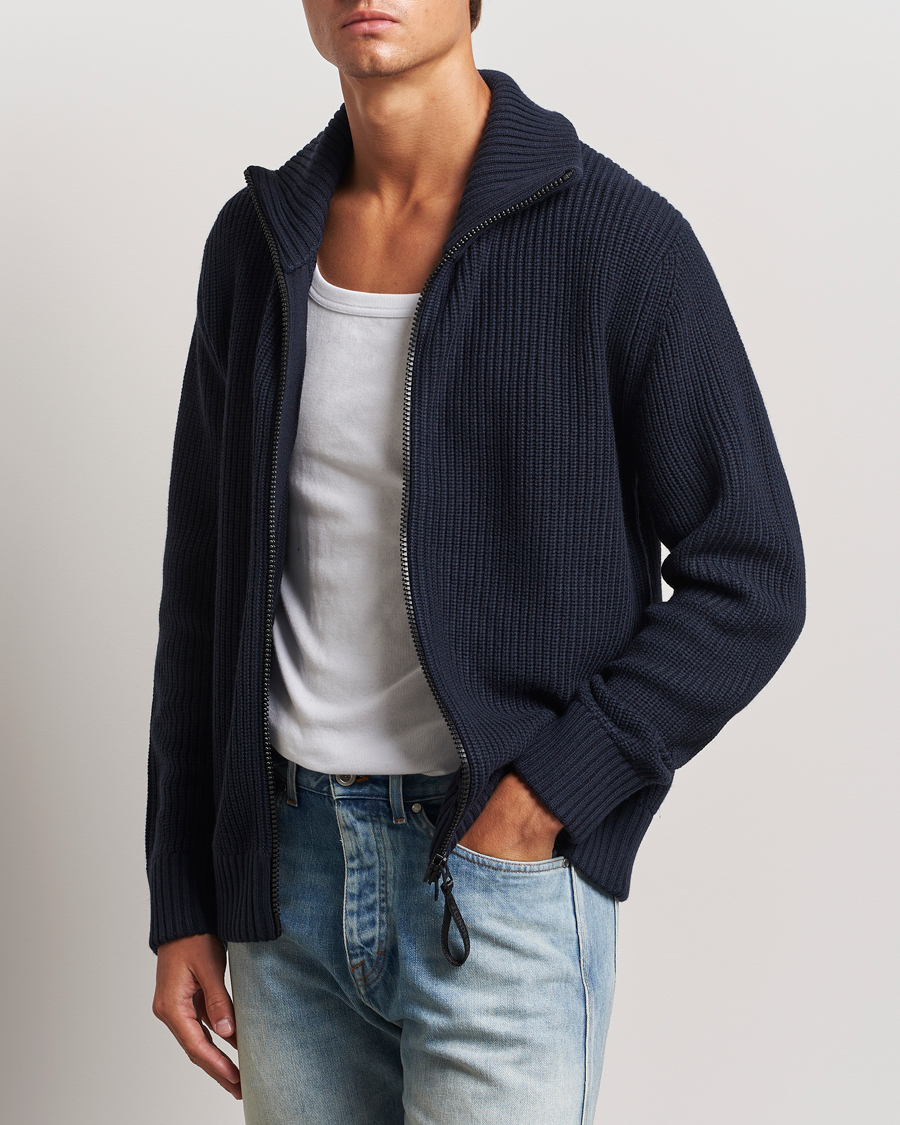 Herr |  | J.Lindeberg | Skyler Wool Blend Zip Cardigan Navy