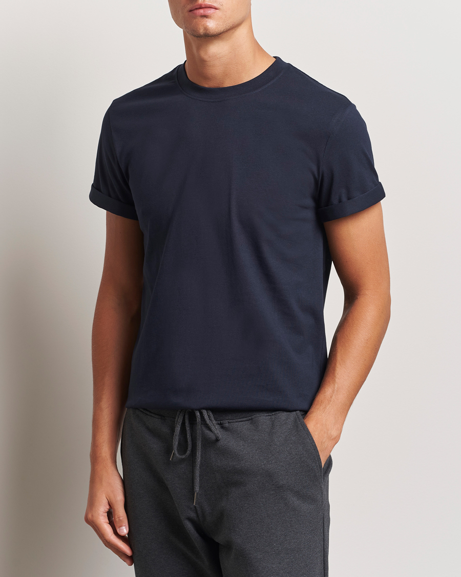 Herr |  | Bread & Boxers | Roll-Up Crew Neck T-Shirt Dark Navy