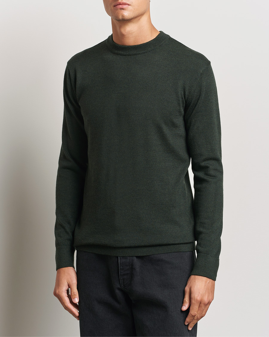 Herr |  | KnowledgeCotton Apparel | Regular Merino Knit Crew Neck Green