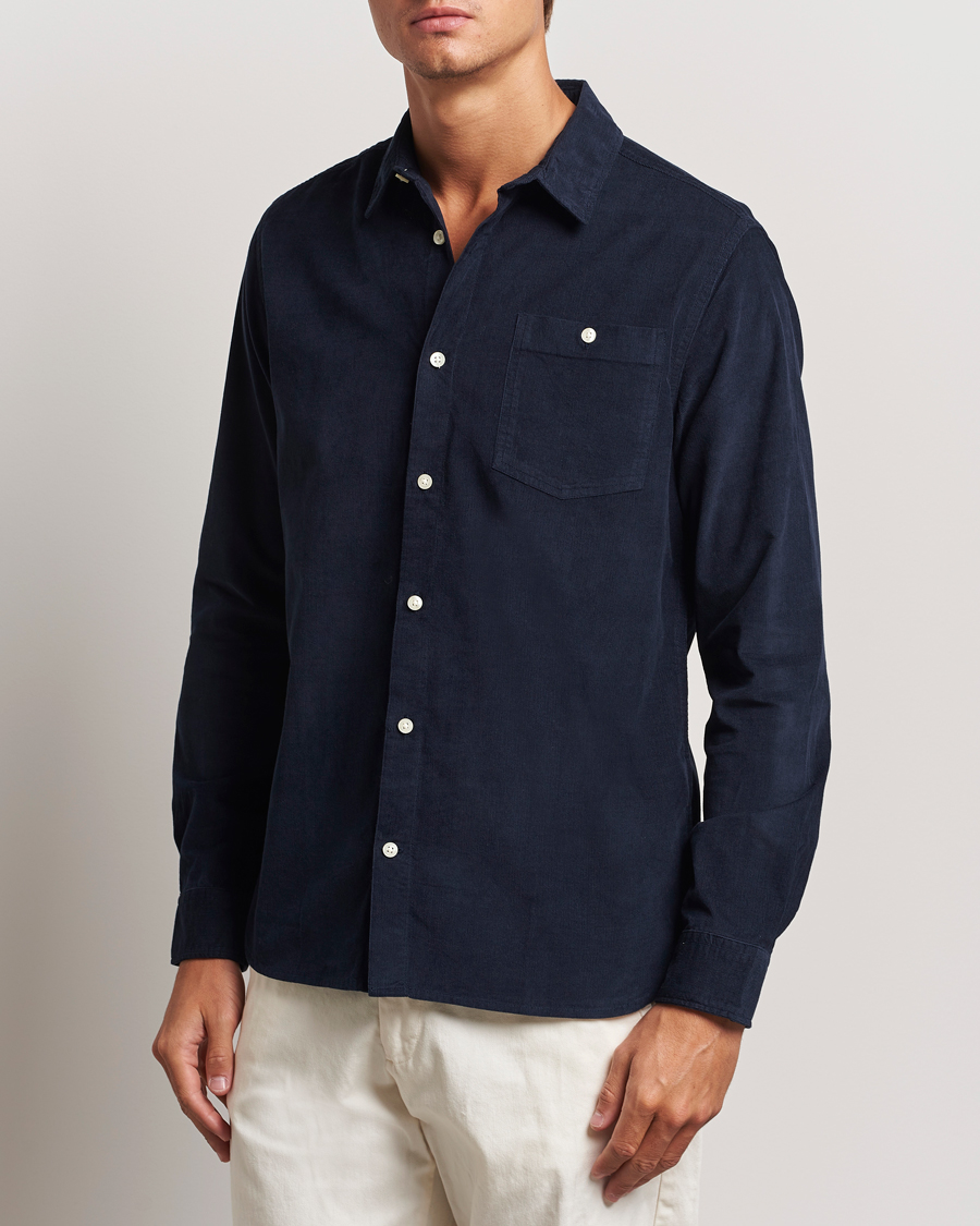 Herr | Casual | KnowledgeCotton Apparel | Regular Fit Corduroy Shirt Navy